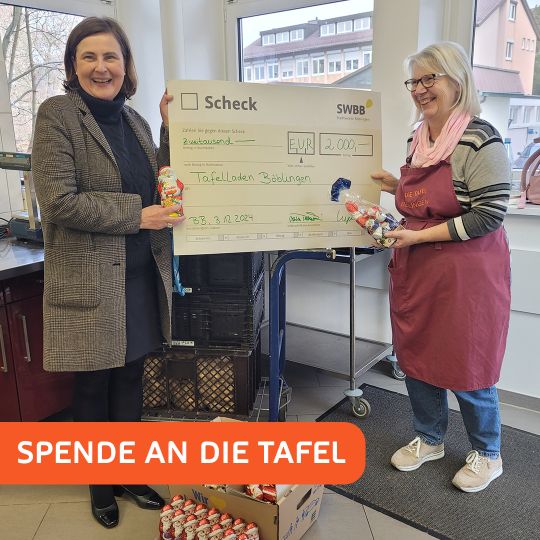 Übergabe einer Spende der SWBB an die Tafel Böblingen zu Weihnachten