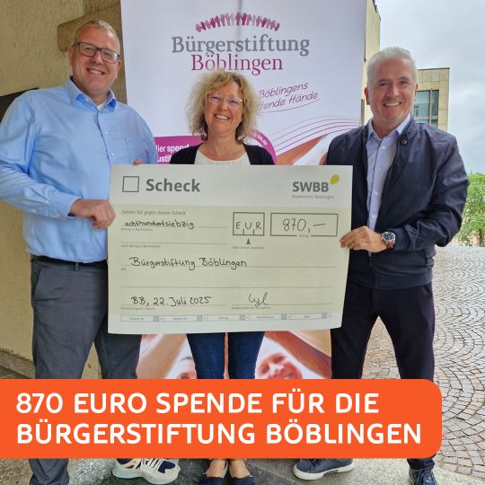 Übergabe einer Spende der SWBB an die Bürgerstiftung Böblingen