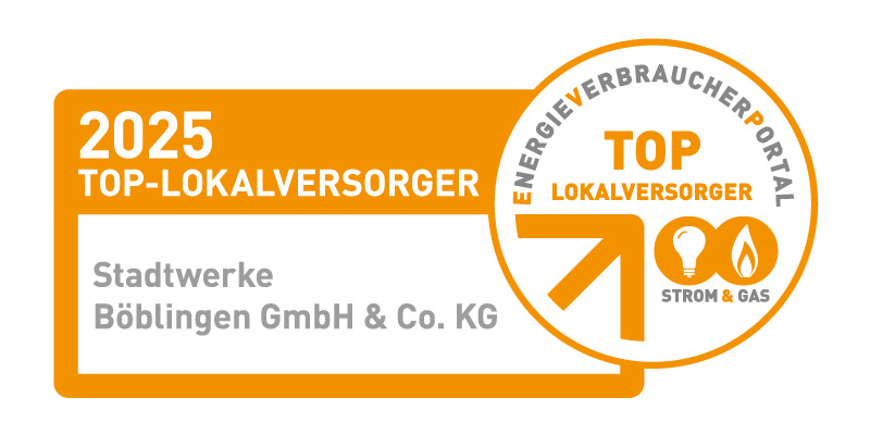 Logo der Stadtwerke Böblingen als Top-Lokalversorger 2025 (EVP)
